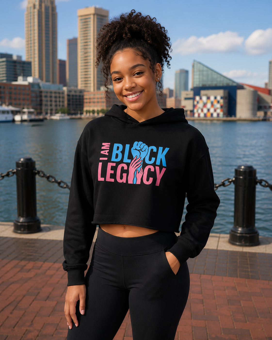 Living Legacy - Pink and Blue -Crop Hoodie
